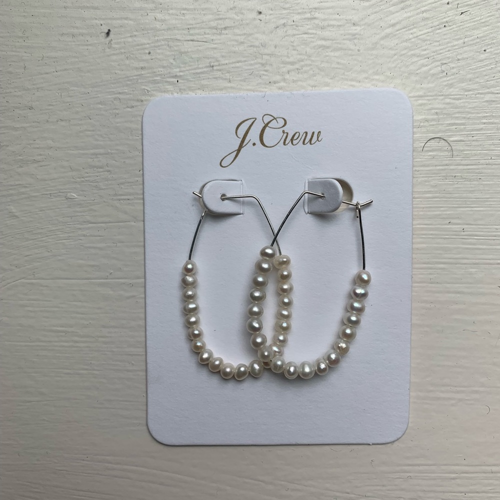 Jcrew freshwater pearl hoop earrings